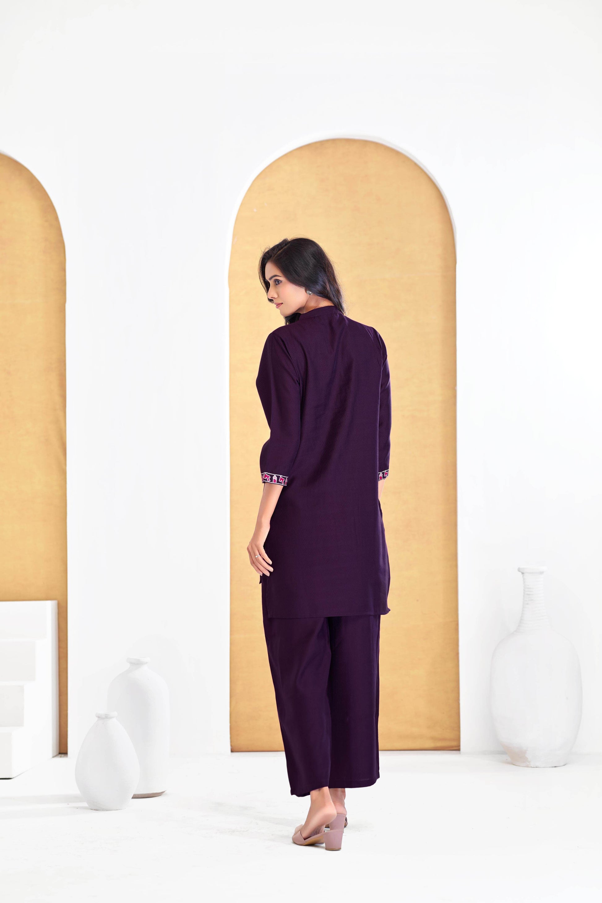 Deepti Chanderi Purple Co-Ord Set - BulBul