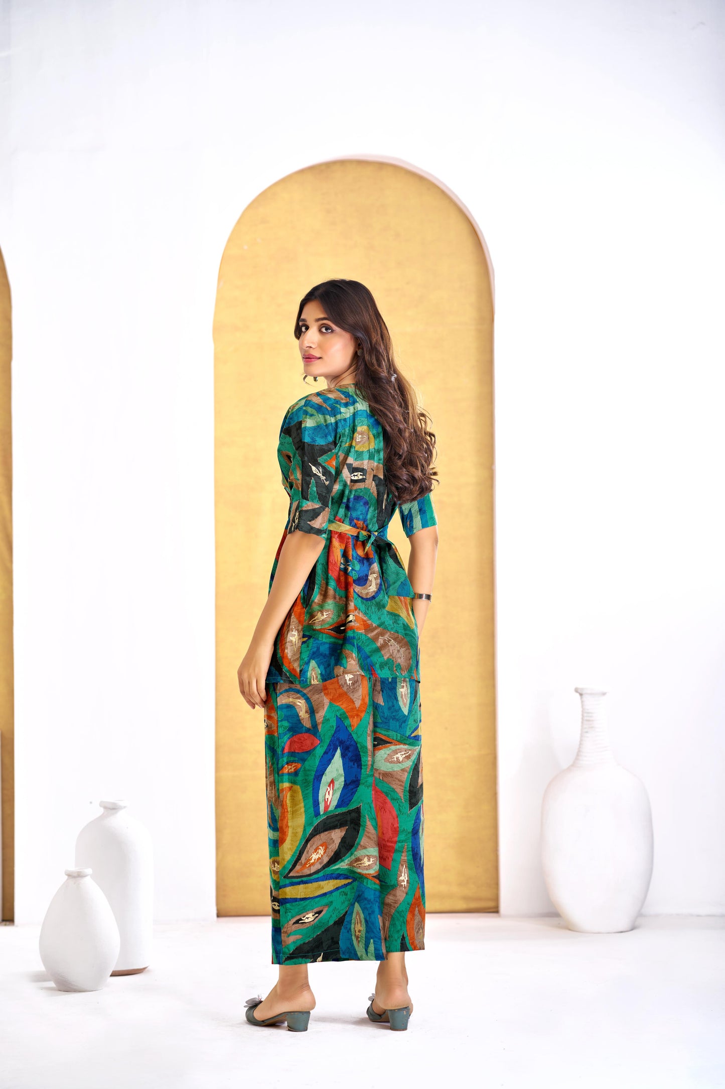 Kalki Green Modal Chanderi Co-Ord Set