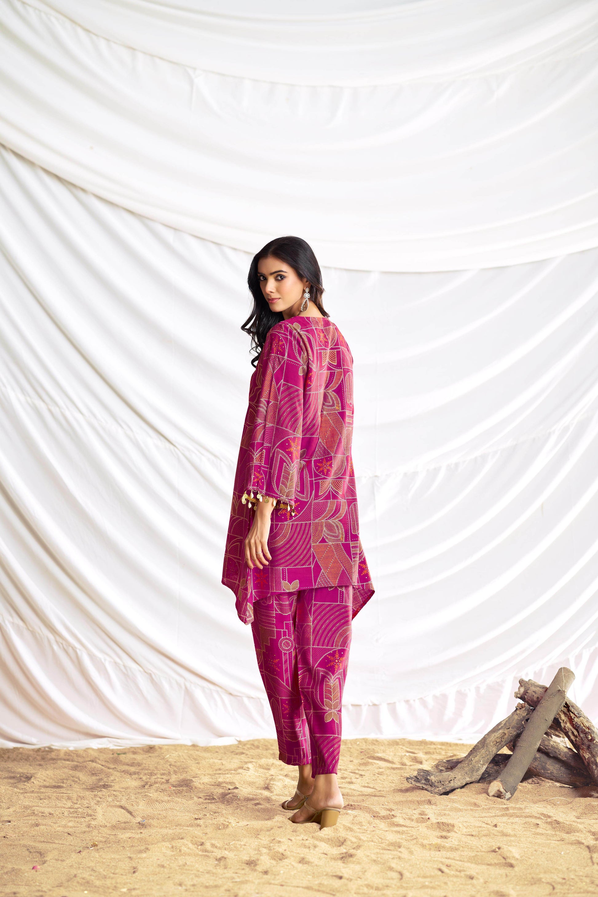 Ashka Chanderi Fuschia Co-Ord Set - BulBul
