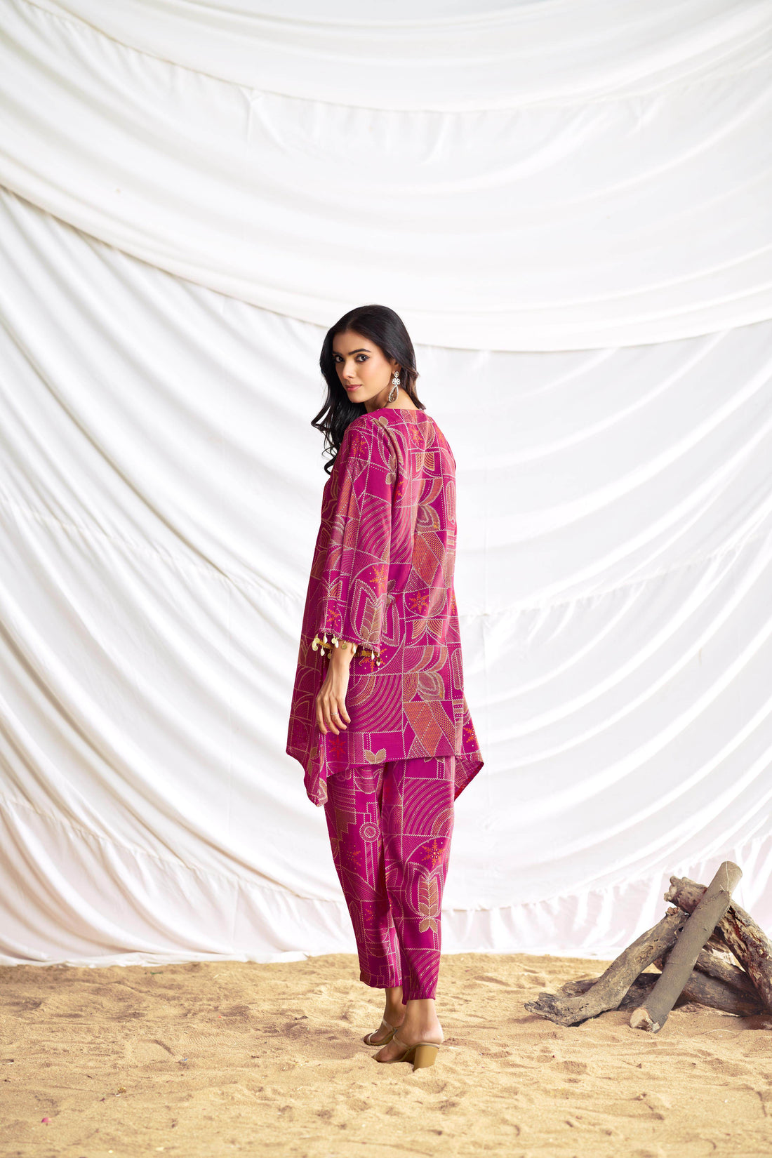 Ashka Chanderi Fuschia Co-Ord Set - BulBul