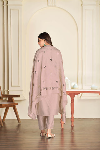 Prachi Silk Beige Kurta Set with Dupatta - BulBul