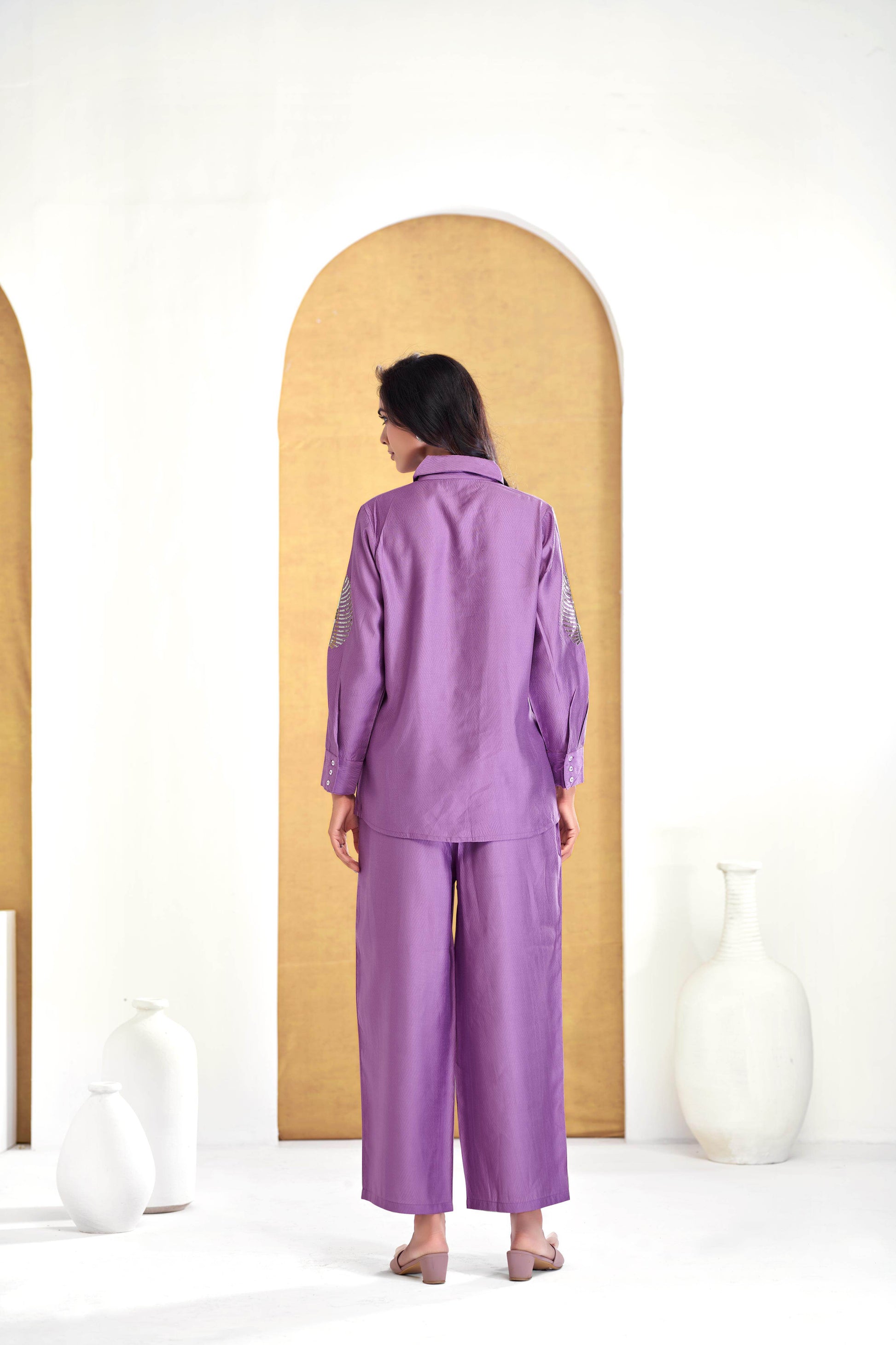 Saroj Purple Chanderi Co-Ord Set - BulBul