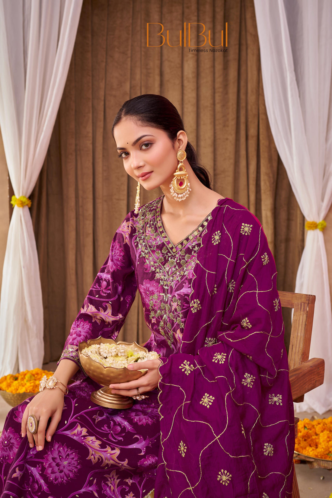 Rashmi Pink Hand Sequins and Bead Embellished Neckline and Zari Work Suit Set in Chanderi Silk with Pure Cotton Mul Lining