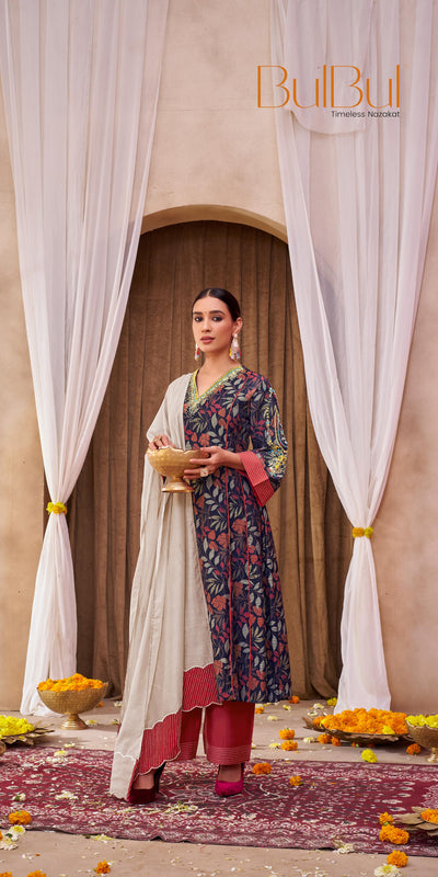 Rashmi Printed Navy Kurta Set with Dupatta