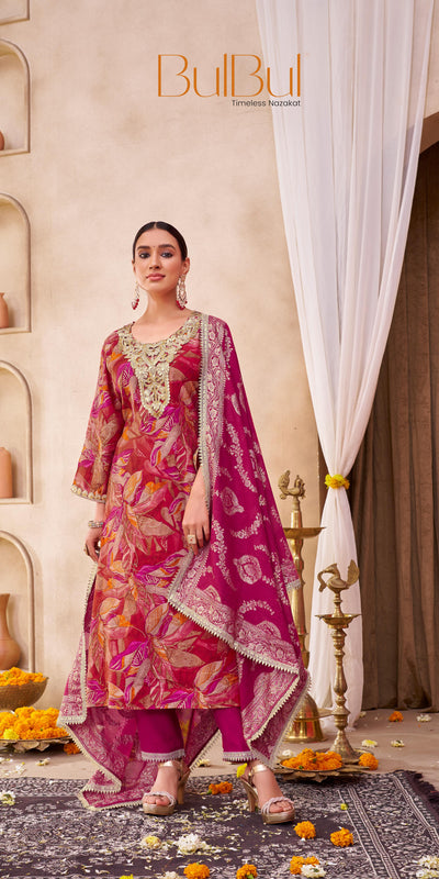 Rashmi Printed Fuschia Kurta Set with Dupatta