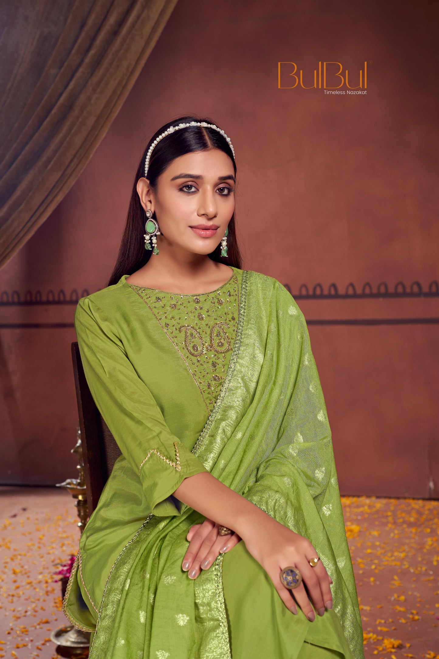 Adab Green Kurta Set with Dupatta