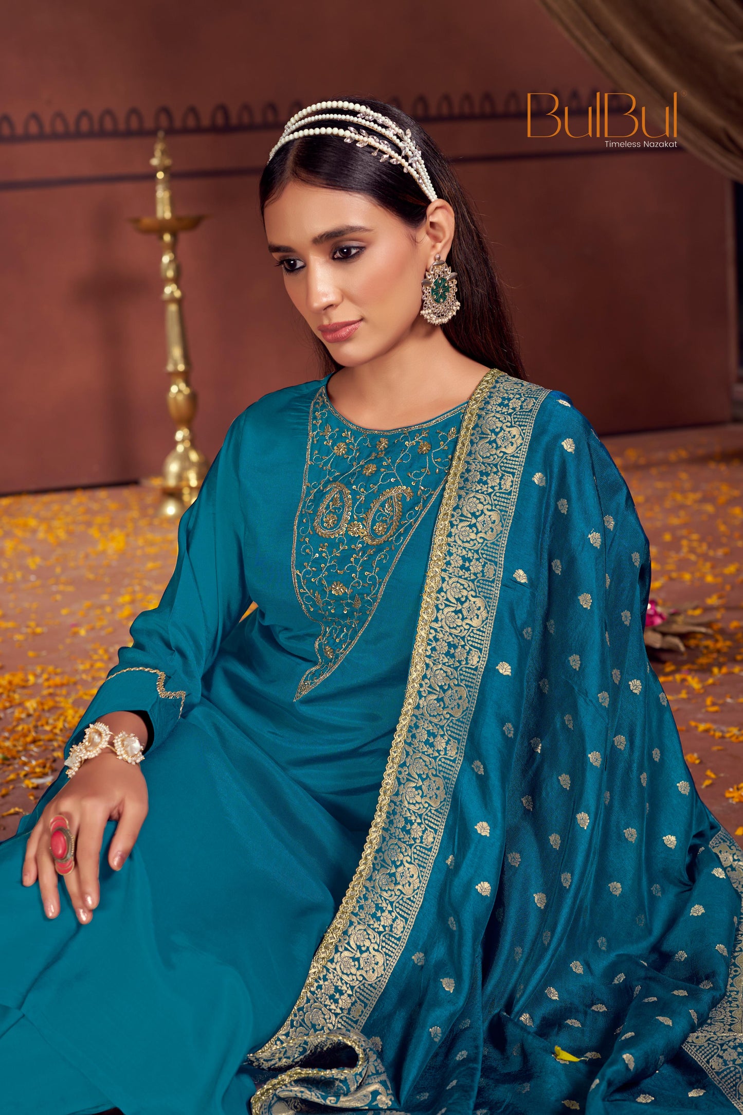 Adab Teal Kurta Set with Dupatta