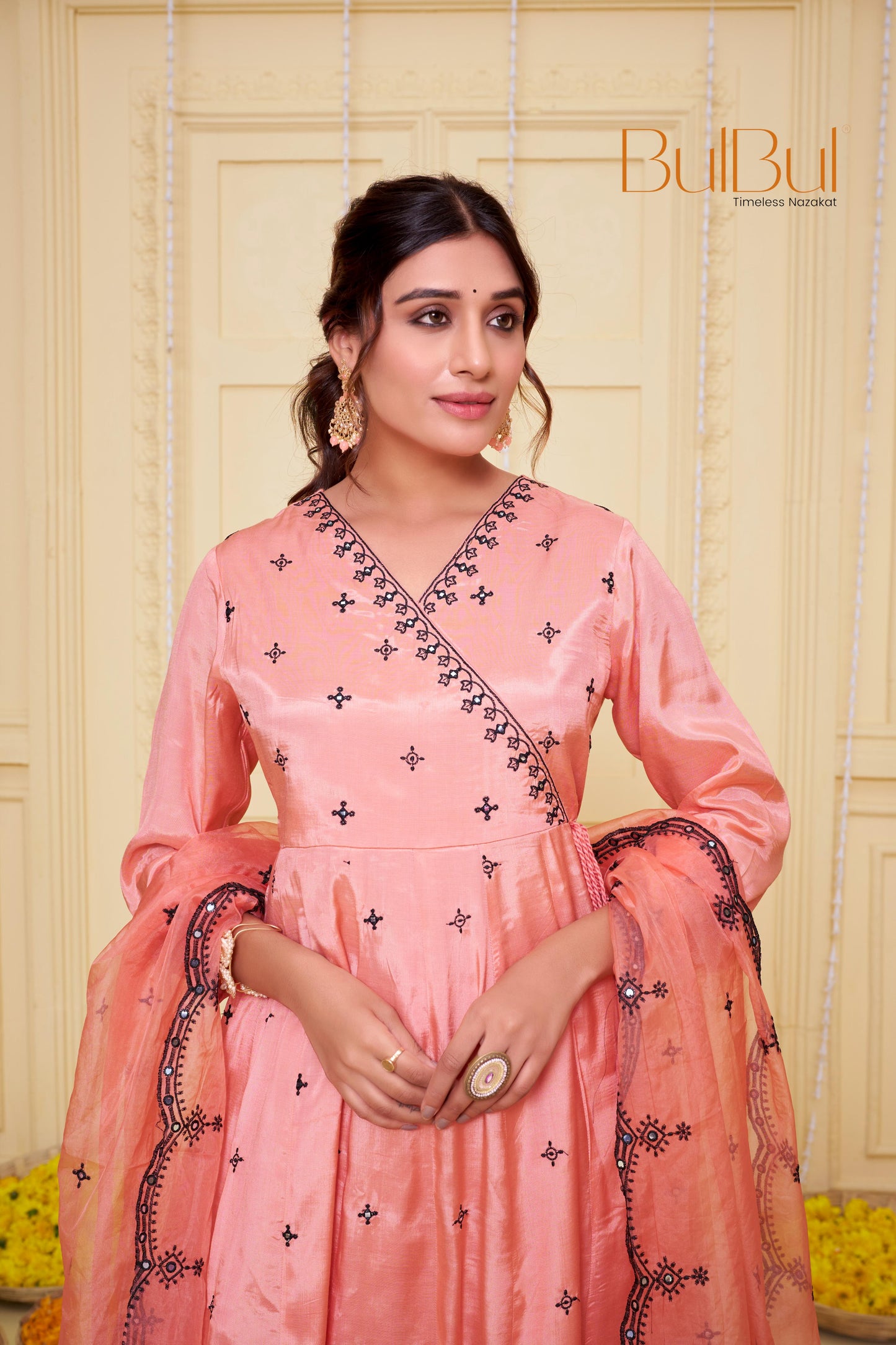 Ruqaiya Peach Kurta Set with Dupatta