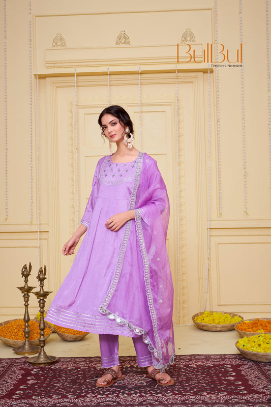 Indu Purple Kurta Set with Dupatta