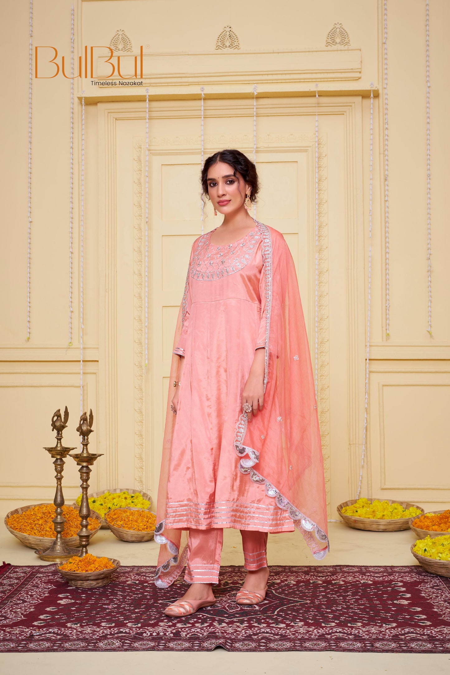 Indu Peach Kurta Set with Dupatta