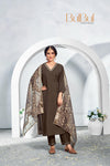 Nirjari Brown Silk Kurta Set with Dupatta