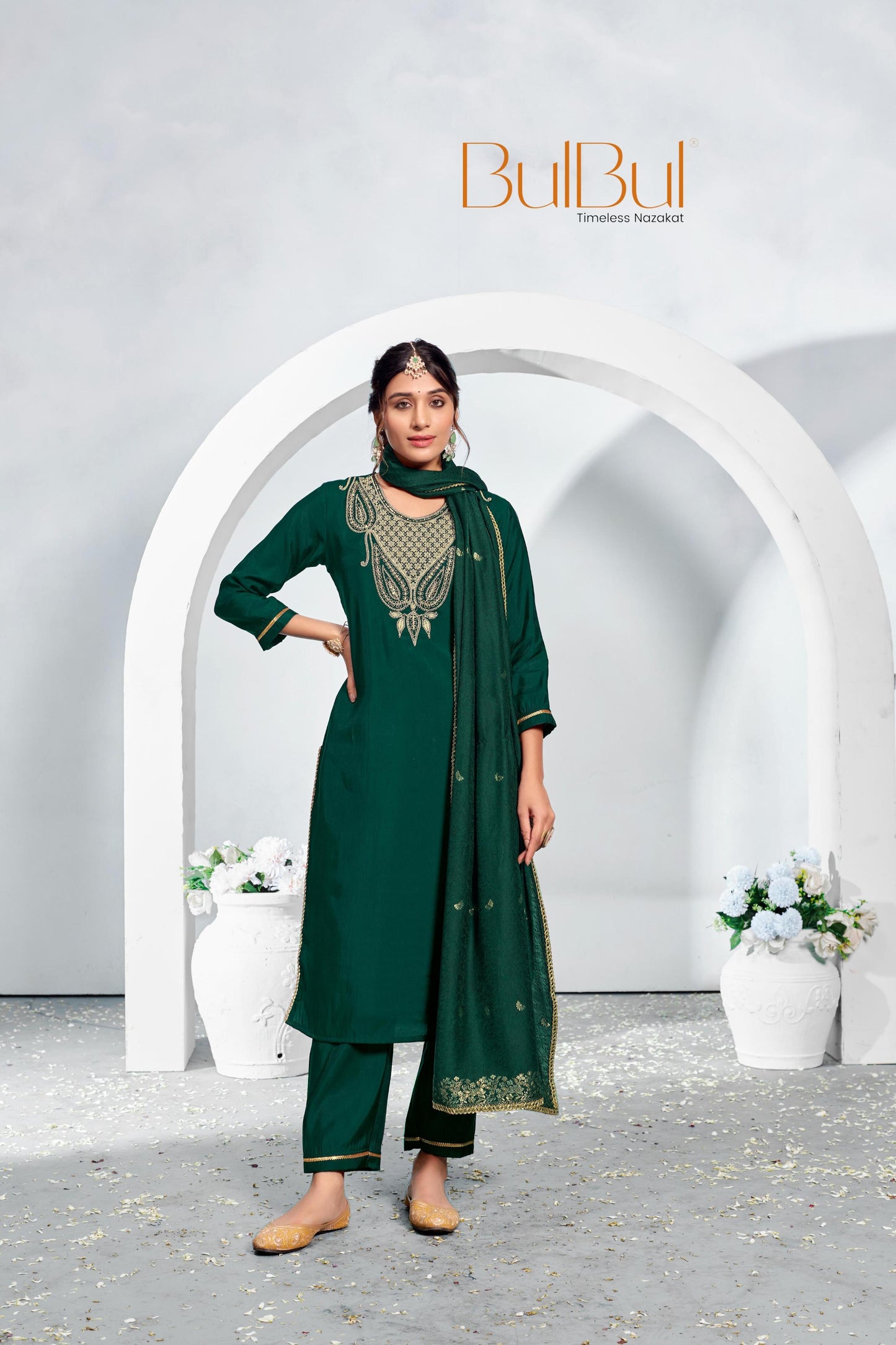 Gita Green Silk Kurta Set with Dupatta