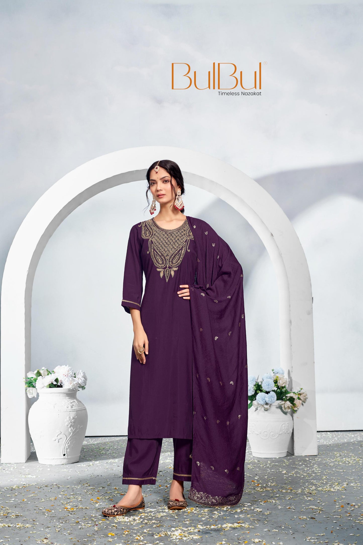 Gita Purple Silk Kurta Set with Dupatta