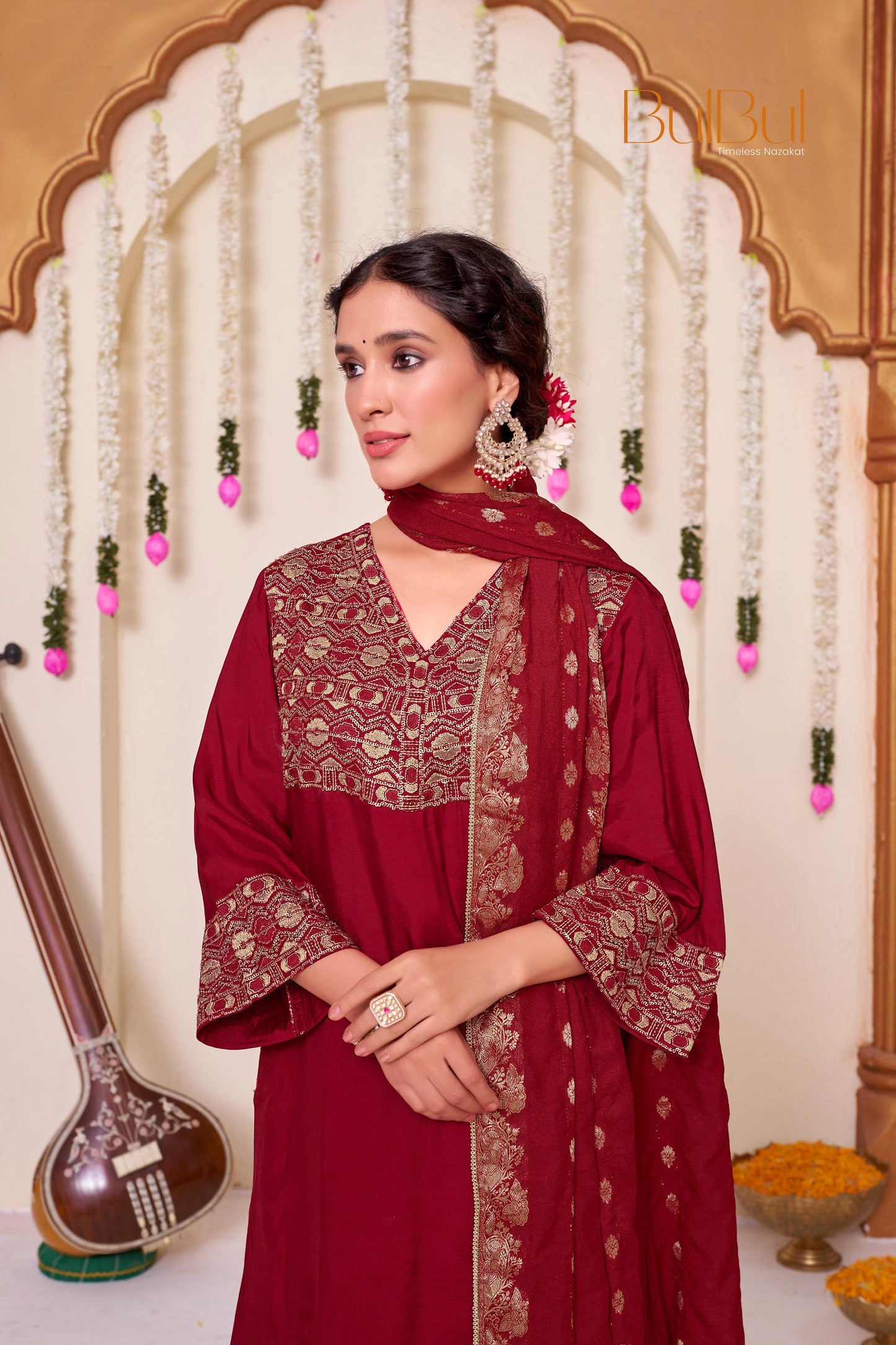 Ashima Red Muslin Kurta Set with Dupatta