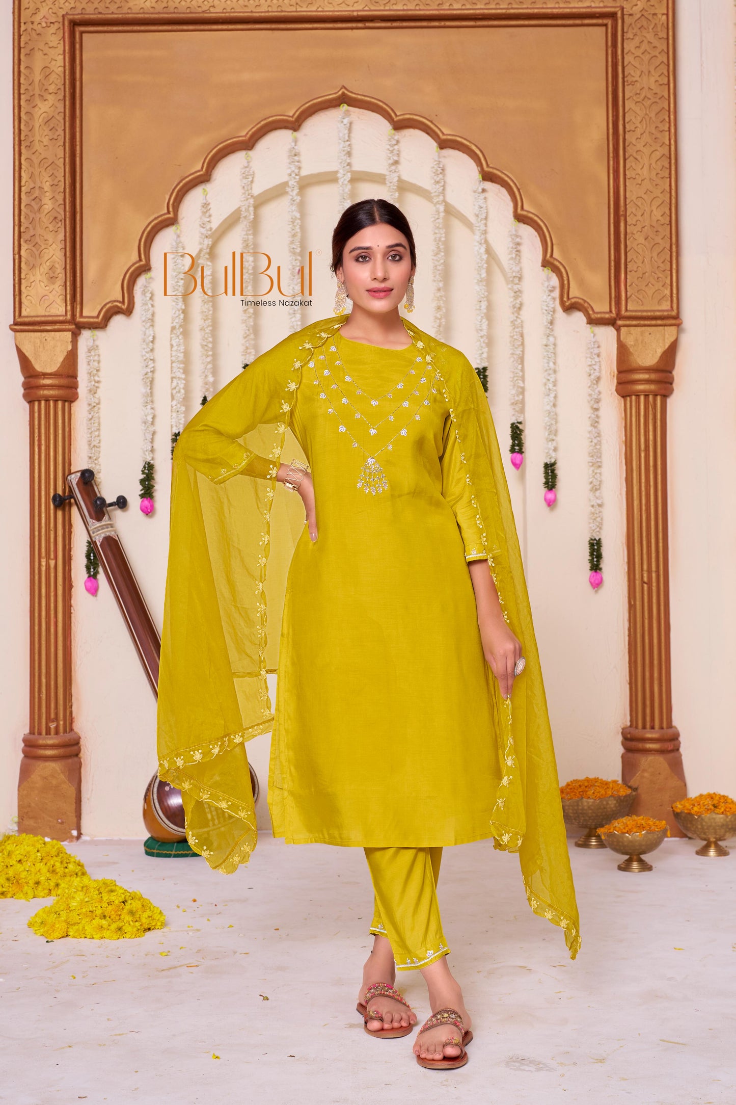 Roshni Muslin Yellow Kurta Set with Dupatta