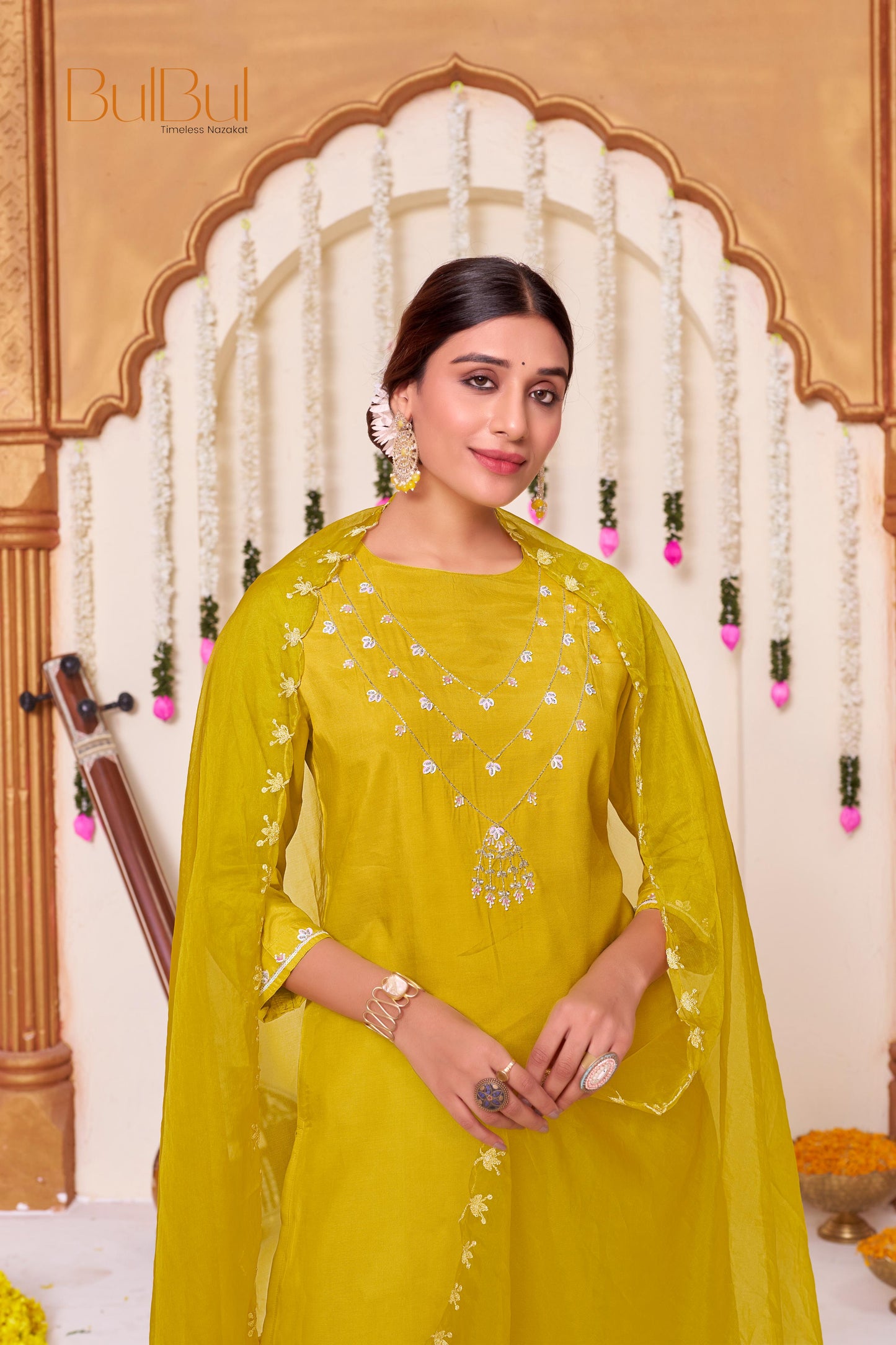 Roshni Muslin Yellow Kurta Set with Dupatta