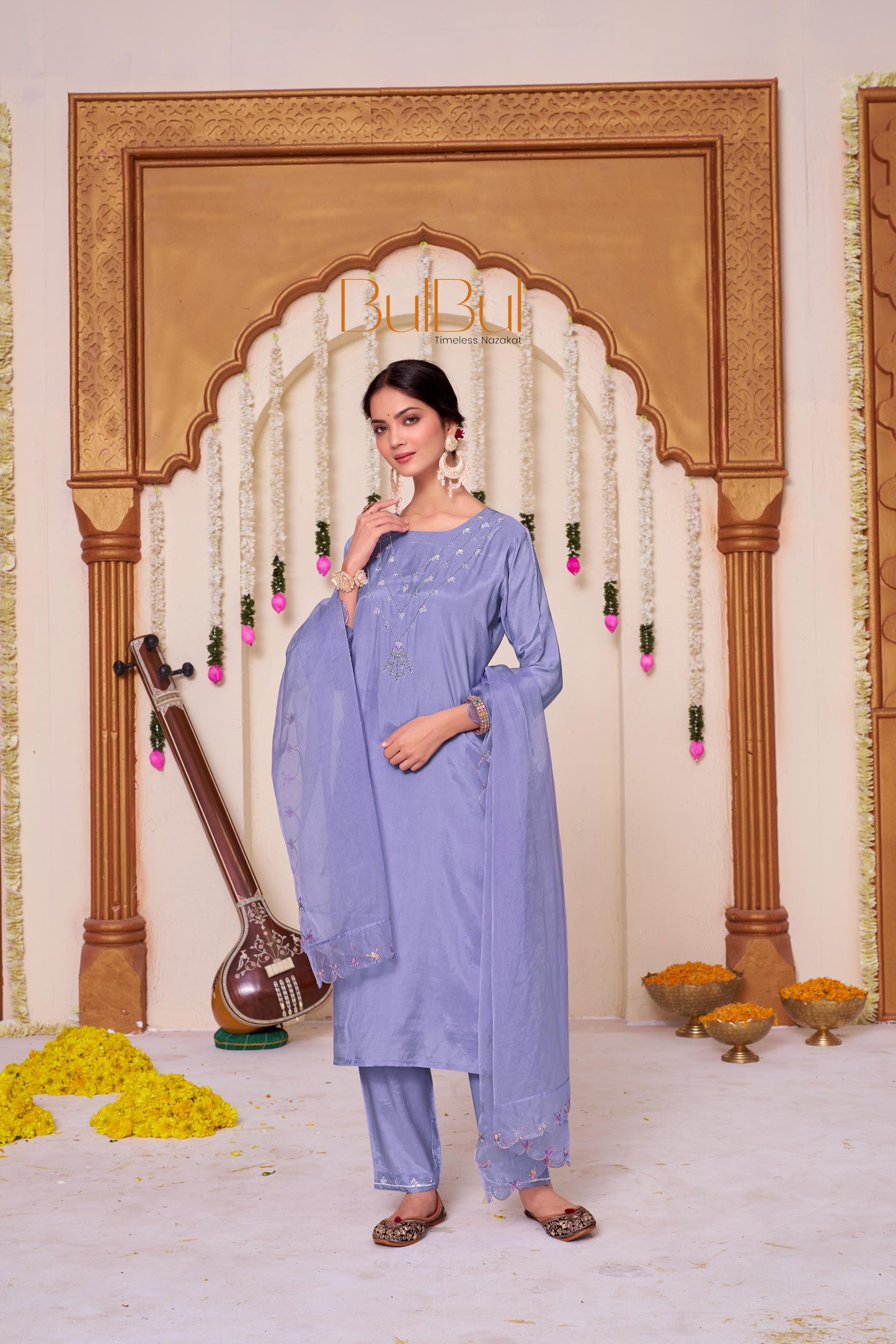 Roshni Muslin Purple Kurta Set with Dupatta