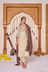 Ashima Beige Cotton Kurta Set with Dupatta