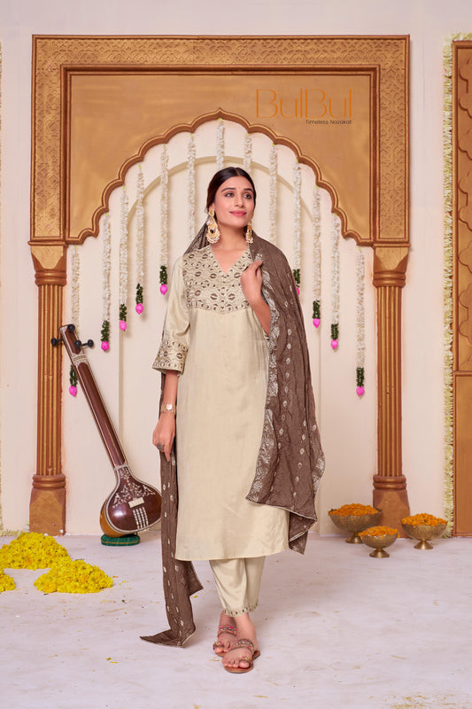 Ashima Beige Kurta Set with Dupatta