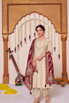 Gayatri Viscose Beige Kurta Set with Dupatta