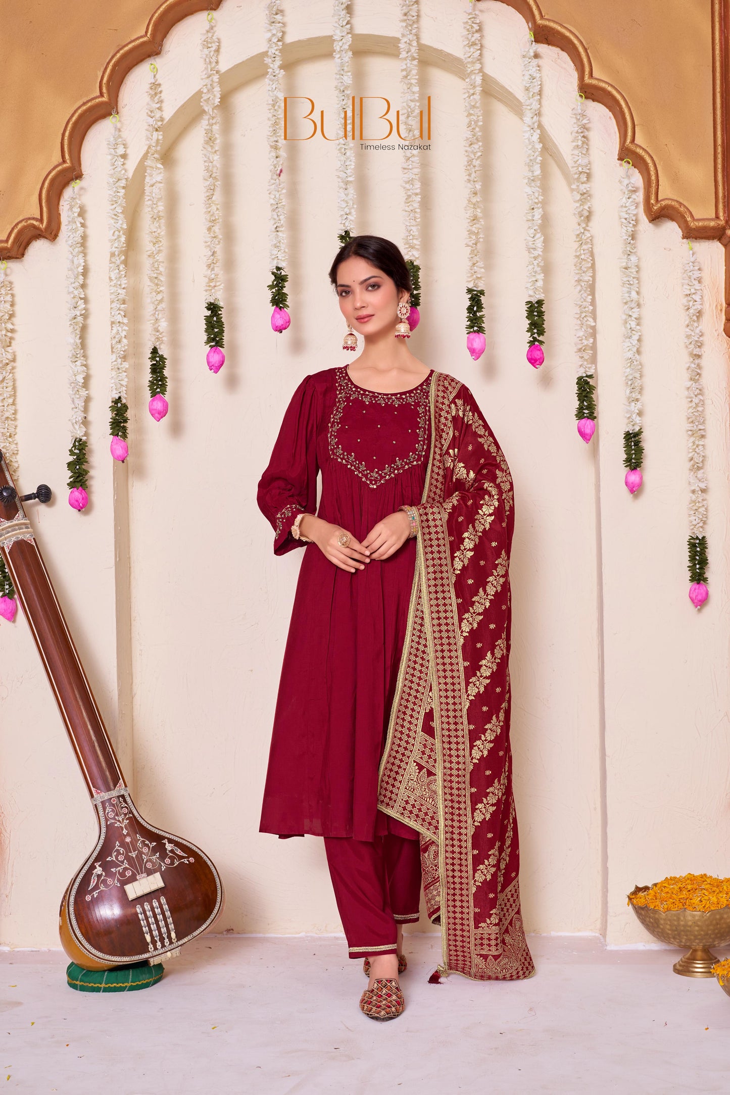 Gayatri Viscose Red Kurta Set with Dupatta