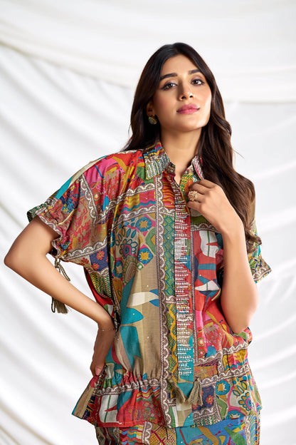 Kate Brown Chanderi Co-Ord Set - BulBul