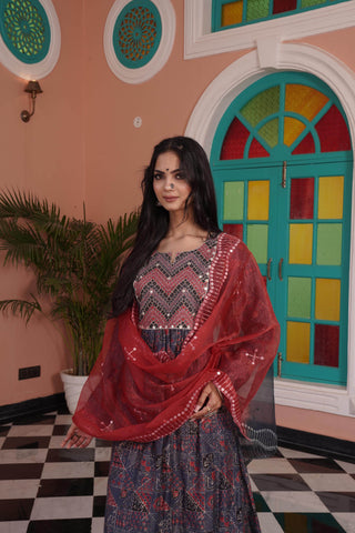 Torani Chanderi Red Kurta Set with Dupatta - BulBul