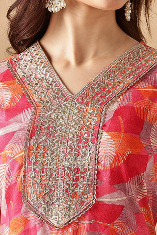 Darshita Fuschia Rayon Kurta Set with Dupatta - BulBul