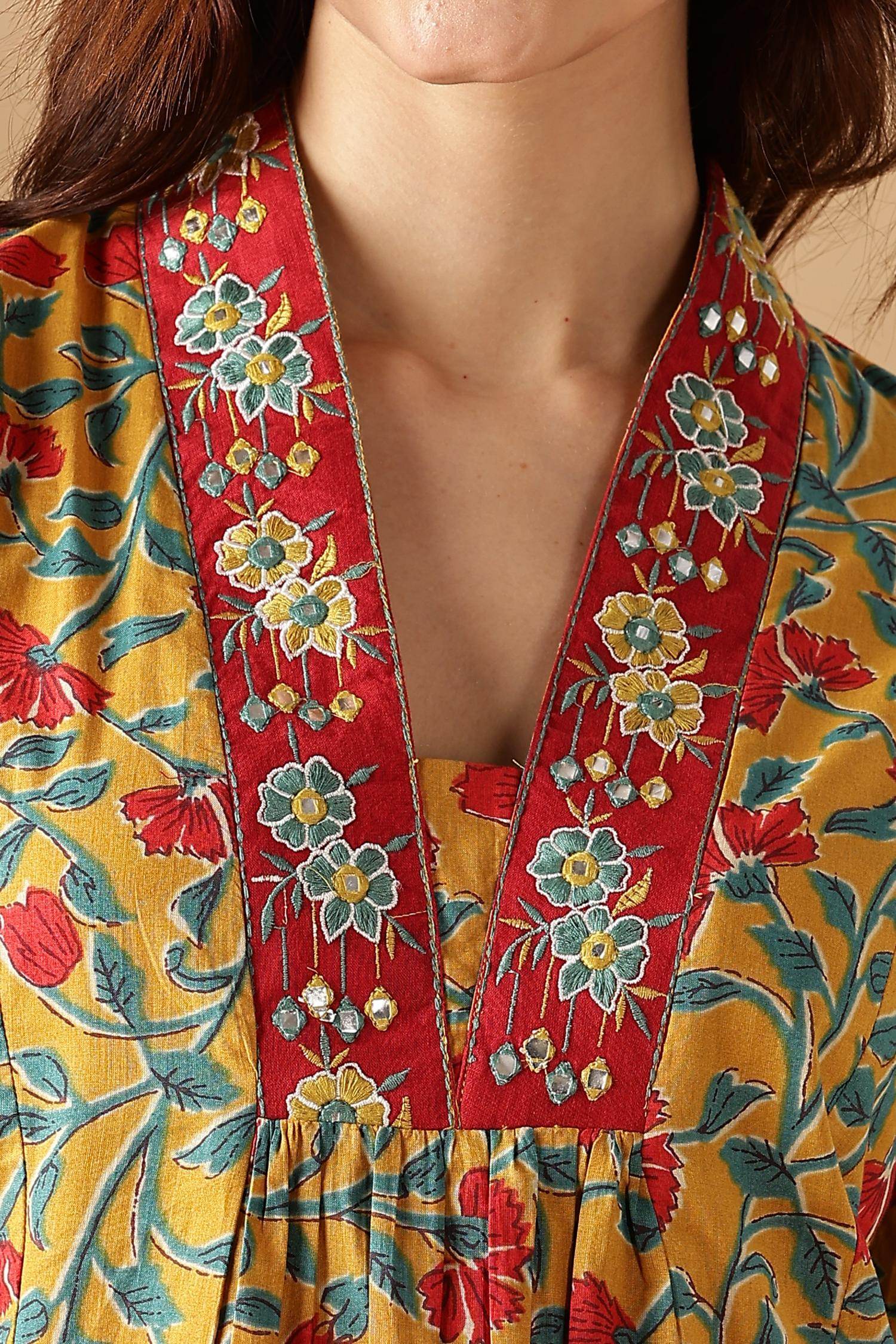 Anupriya Cotton Mustard Kurta Set with Dupatta - BulBul