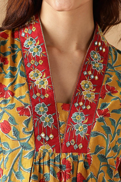 Anupriya Cotton Mustard Kurta Set with Dupatta - BulBul