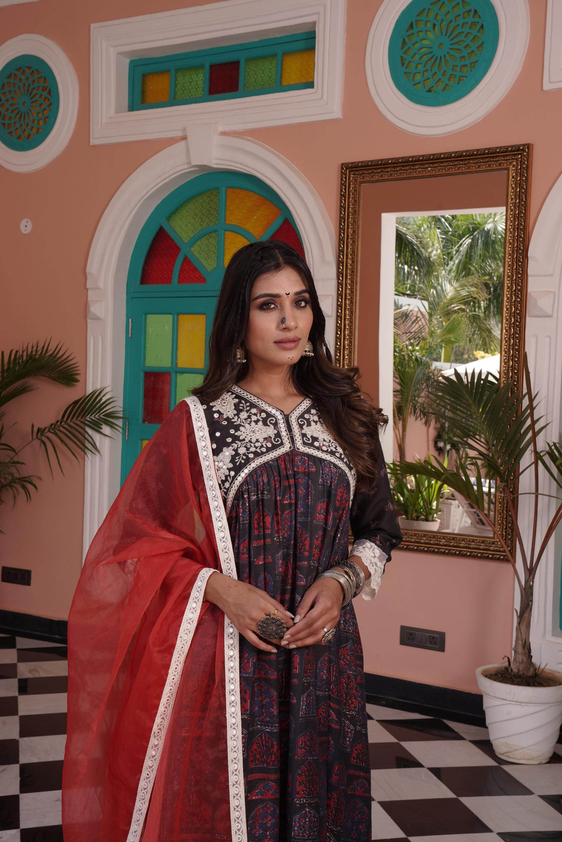 Bhumika Chanderi Red Kurta Set with Dupatta - BulBul