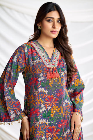 Dharvi Chanderi Blue Co-Ord Set - BulBul