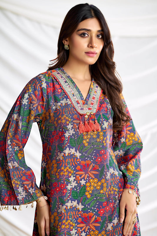 Dharvi Chanderi Blue Co-Ord Set - BulBul