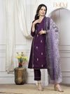 Preet Chanderi Purple Kurta Set with Dupatta