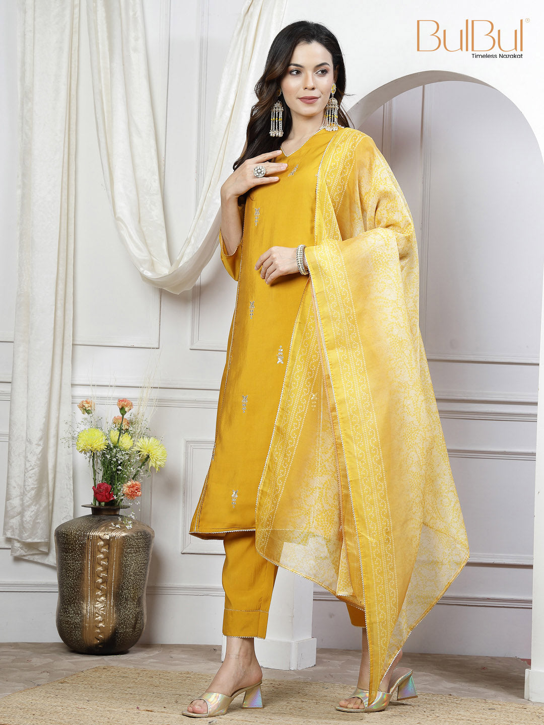 Preet Mustard Kurta Set with Dupatta