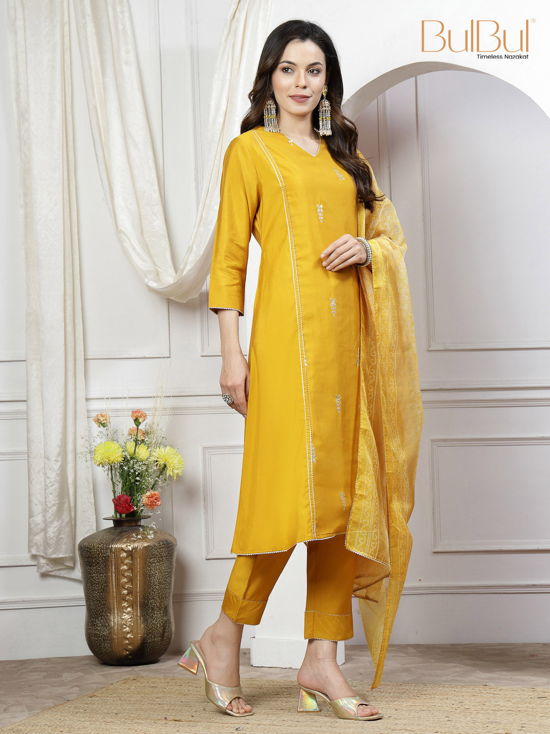 Preet Mustard Kurta Set with Dupatta