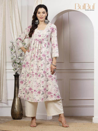 Sakina Cotton Purple Kurta Set - BulBul
