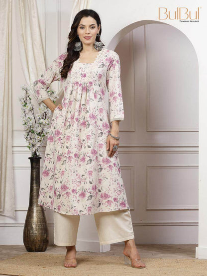 Sakina Cotton Purple Kurta Set - BulBul
