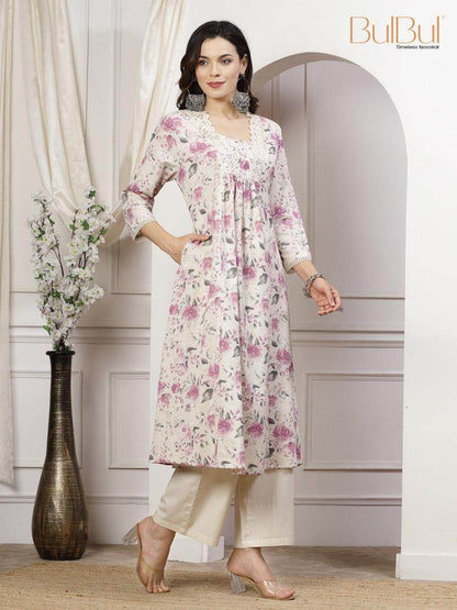 Sakina Cotton Purple Kurta Set - BulBul