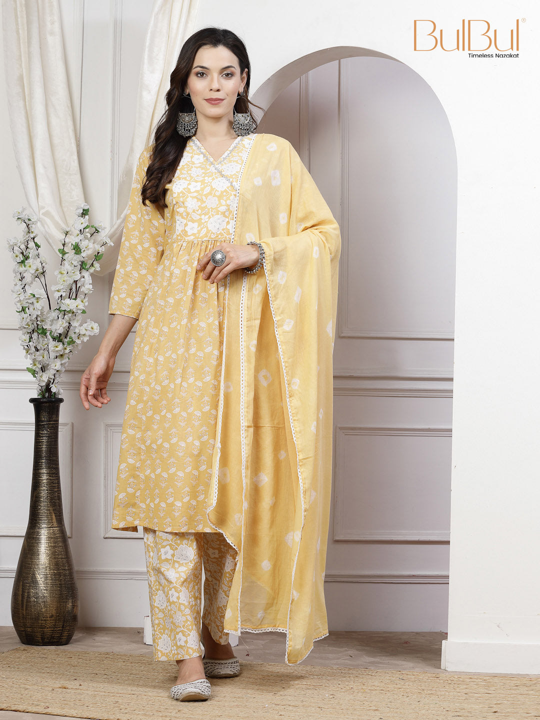 Gulfam Cotton Offwhite Kurta Set with Dupatta