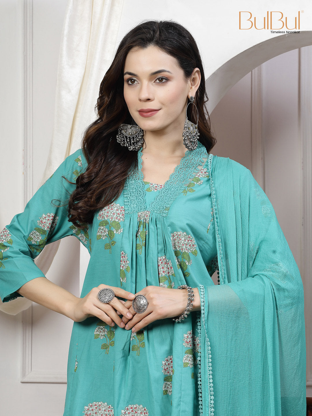 Karishma Cotton Green Kurta Set with Dupatta