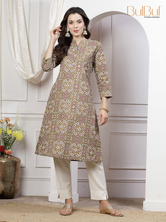 Kaniza Cotton Brown Kurti