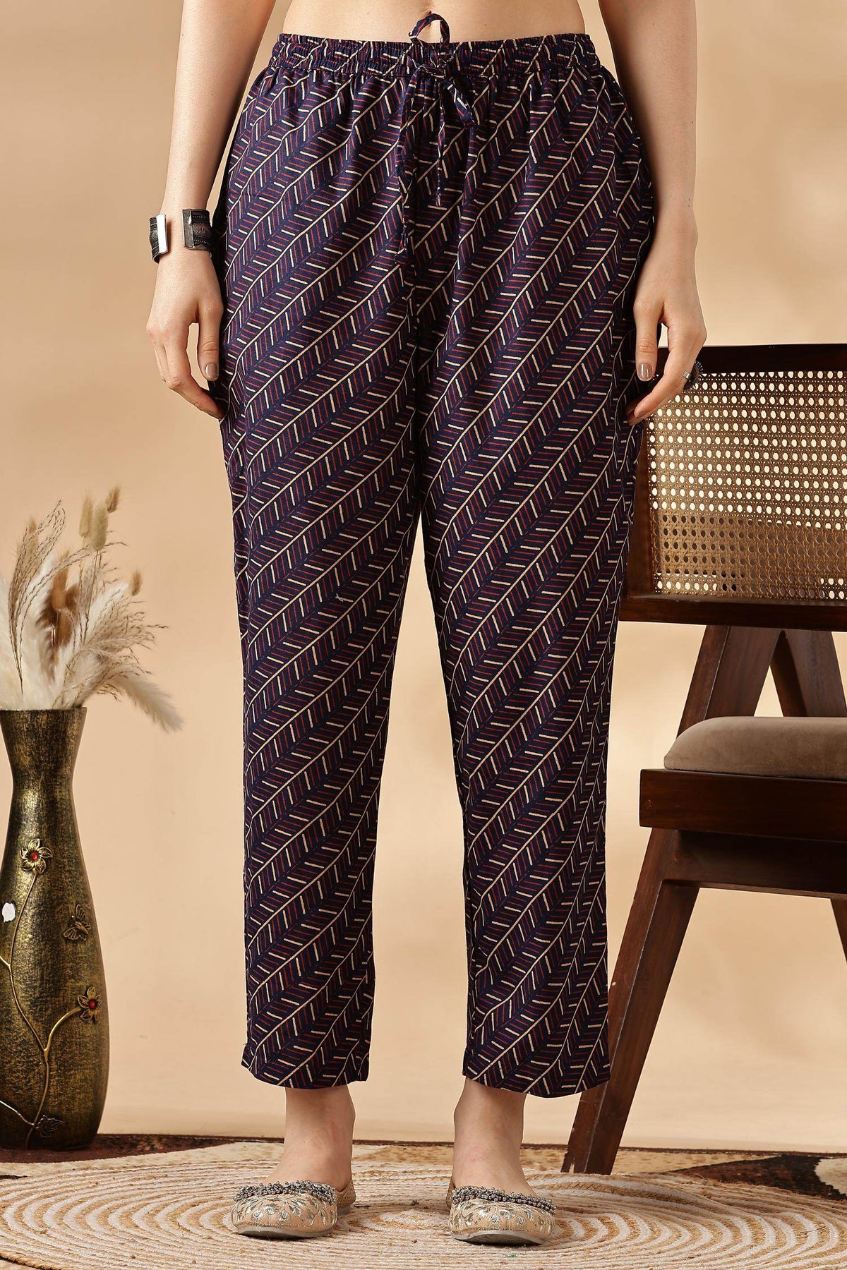 Cotton Navy Kurta Set with Dupatta - BulBul
