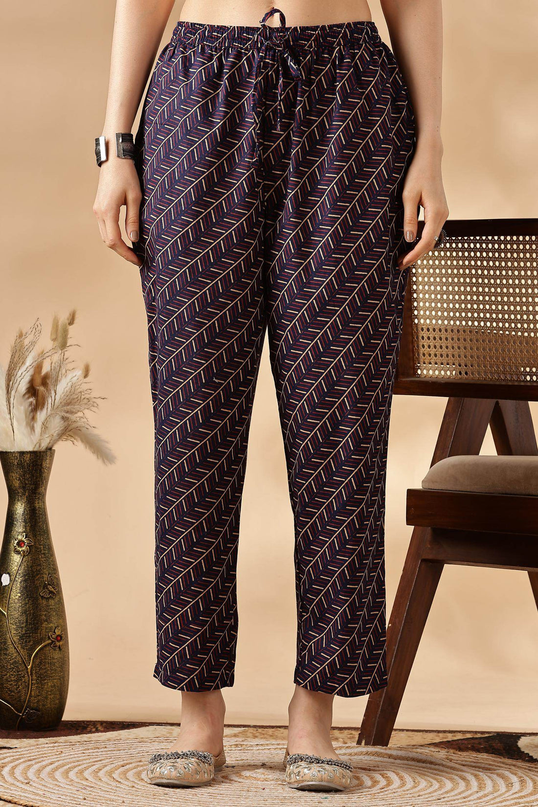 Cotton Navy Kurta Set with Dupatta - BulBul