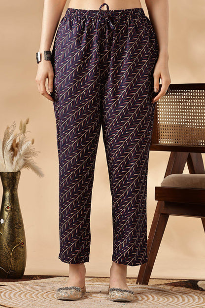 Cotton Navy Kurta Set with Dupatta - BulBul