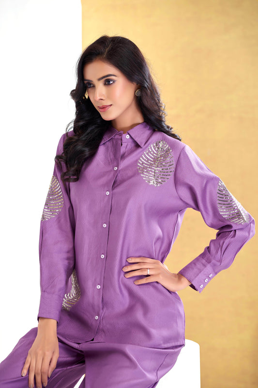 Saroj Purple Chanderi Co-Ord Set - BulBul