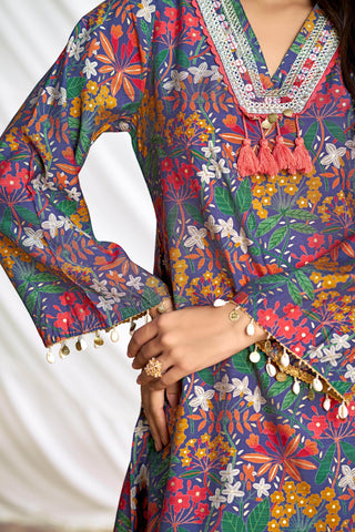 Dharvi Chanderi Blue Co-Ord Set - BulBul