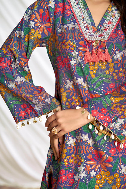Dharvi Chanderi Blue Co-Ord Set - BulBul