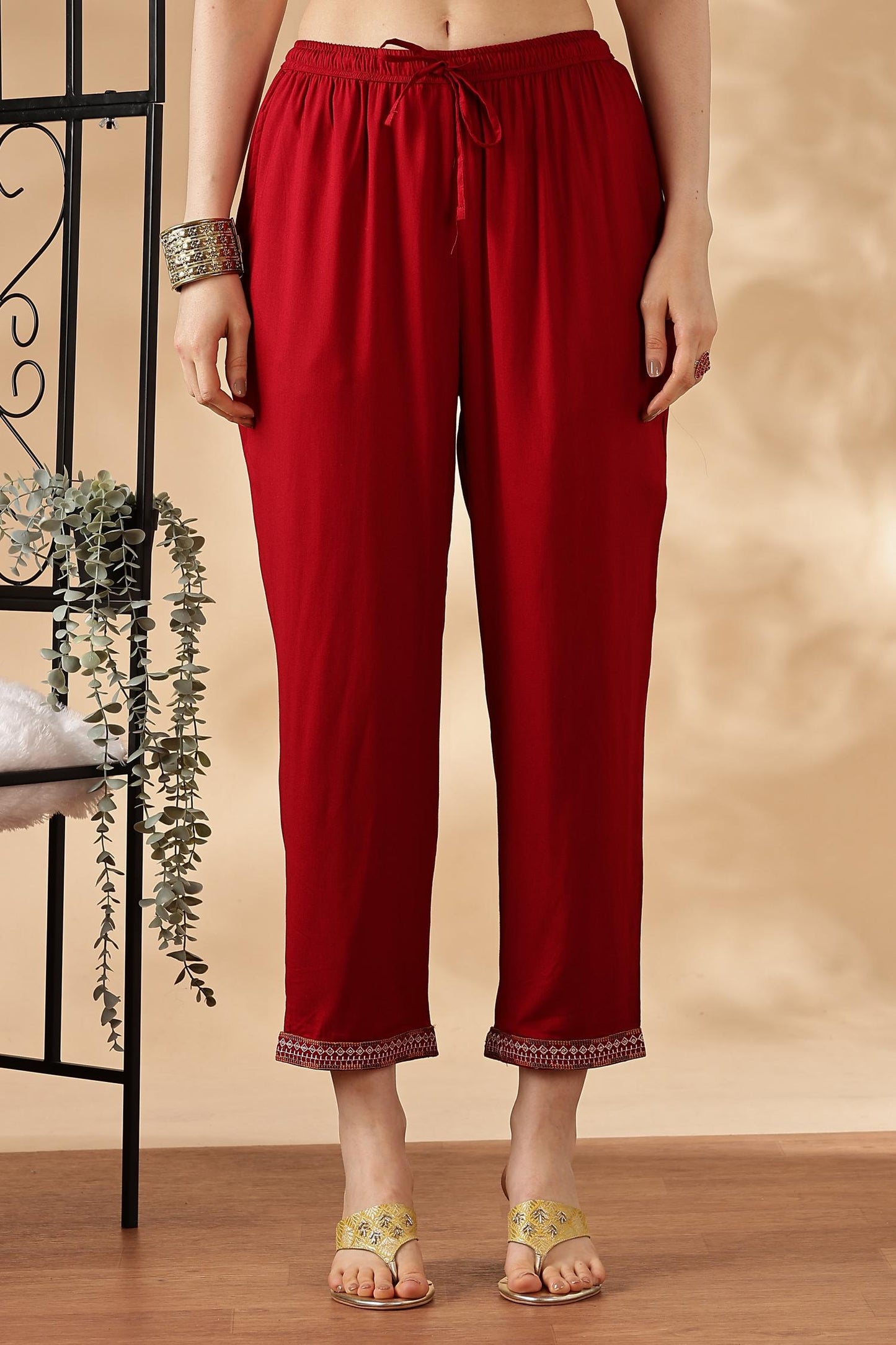 BulBul Shamaira Printed Rust Rayon Salwar Suit