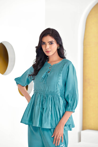 Nira Iceblue Co-Ord Set - BulBul
